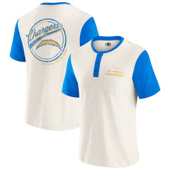 Fanatics Los Angeles Chargers Darius Rucker Collection Henley Colorblock Slub Pocket T-Shirt Cream