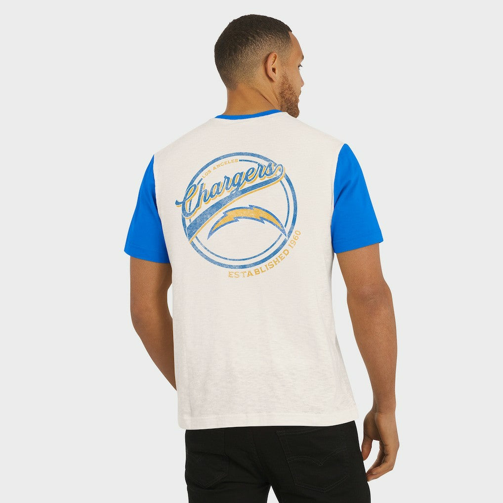 Fanatics Los Angeles Chargers Darius Rucker Collection Henley Colorblock Slub Pocket T-Shirt Cream