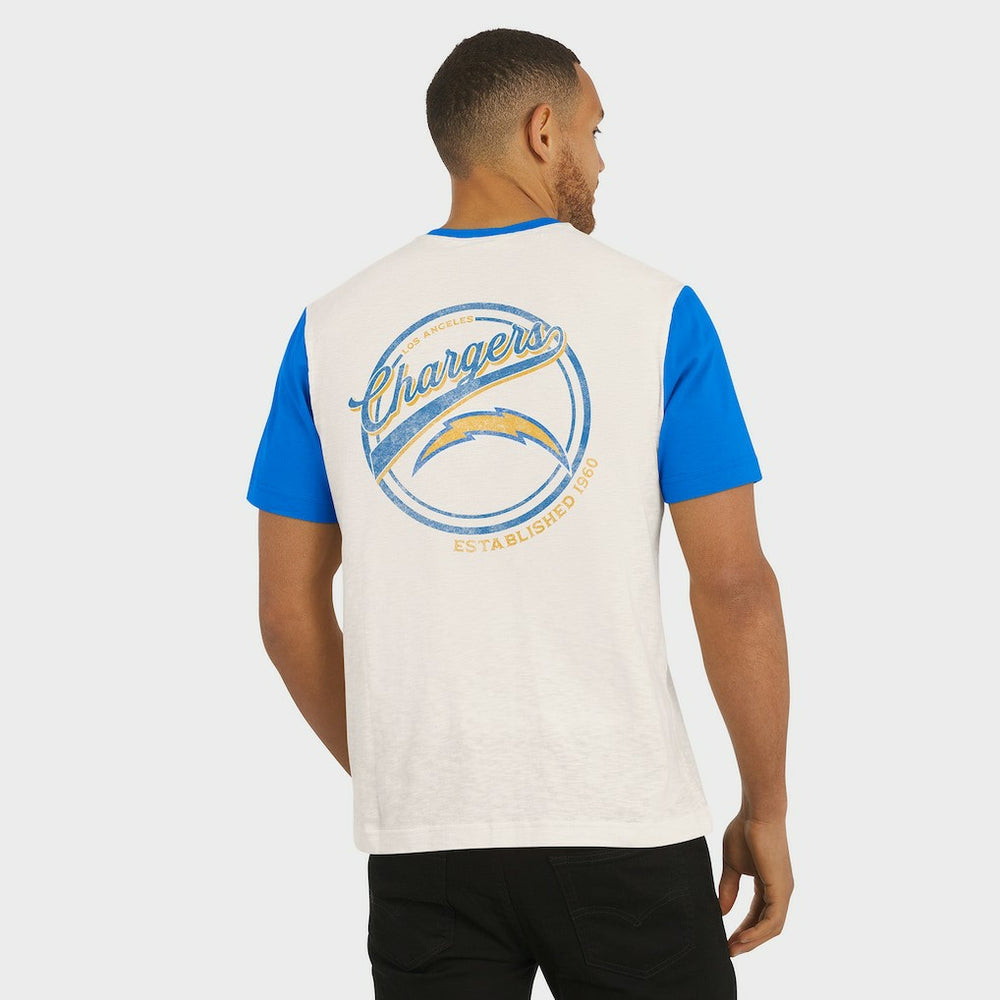 Fanatics Los Angeles Chargers Darius Rucker Collection Henley Colorblock Slub Pocket T-Shirt Cream