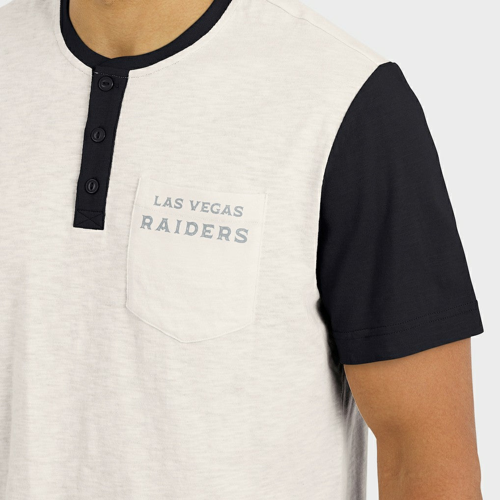 Fanatics Las Vegas Raiders Darius Rucker Collection Henley Colorblock Slub Pocket T-Shirt Cream