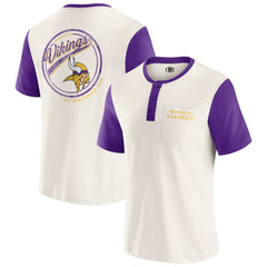Fanatics Minnesota Vikings Darius Rucker Collection Henley Colorblock Slub Pocket T-Shirt Cream