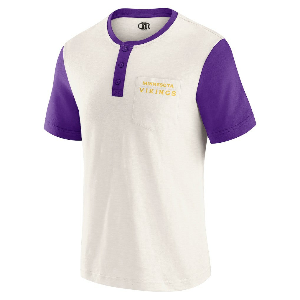 Fanatics Minnesota Vikings Darius Rucker Collection Henley Colorblock Slub Pocket T-Shirt Cream