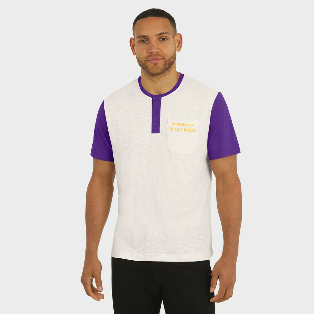 Fanatics Minnesota Vikings Darius Rucker Collection Henley Colorblock Slub Pocket T-Shirt Cream