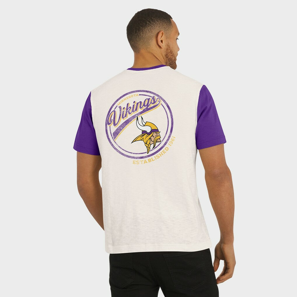 Fanatics Minnesota Vikings Darius Rucker Collection Henley Colorblock Slub Pocket T-Shirt Cream