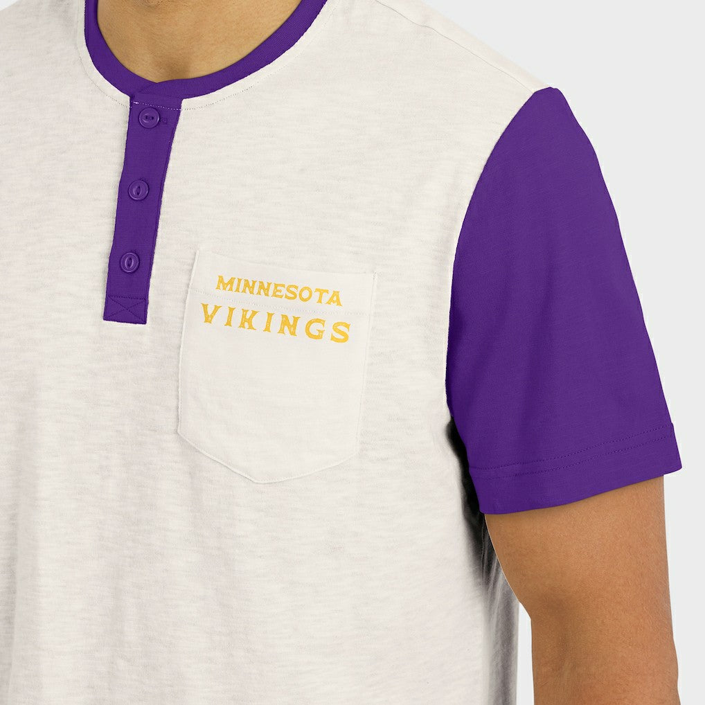 Fanatics Minnesota Vikings Darius Rucker Collection Henley Colorblock Slub Pocket T-Shirt Cream