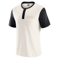 Fanatics New Orleans Saints Darius Rucker Collection Henley Colorblock Slub Pocket T-Shirt Cream