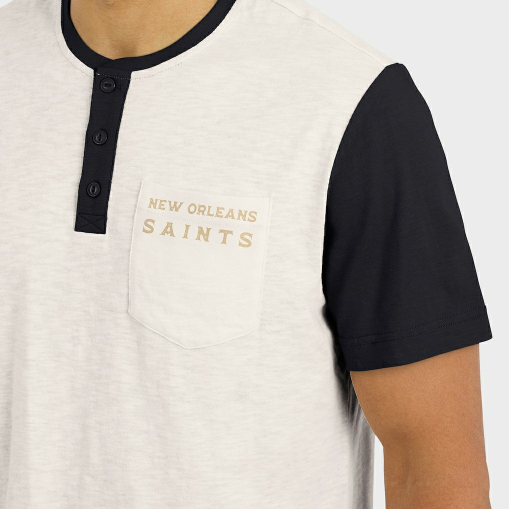 Fanatics New Orleans Saints Darius Rucker Collection Henley Colorblock Slub Pocket T-Shirt Cream