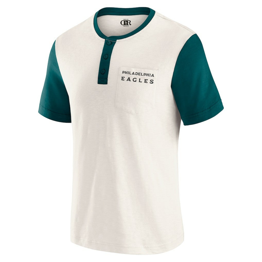 Fanatics Philadelphia Eagles Darius Rucker Collection Henley Colorblock Slub Pocket T-Shirt Cream