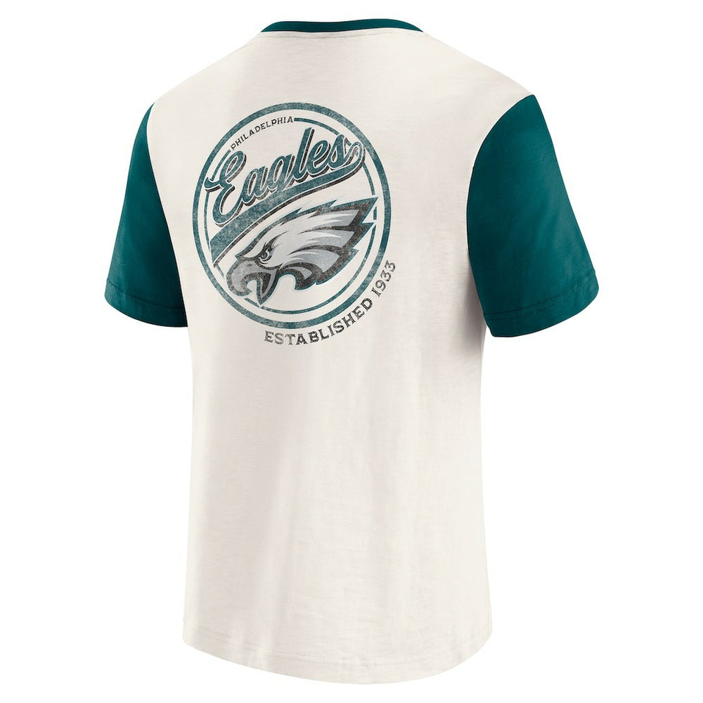Fanatics Philadelphia Eagles Darius Rucker Collection Henley Colorblock Slub Pocket T-Shirt Cream