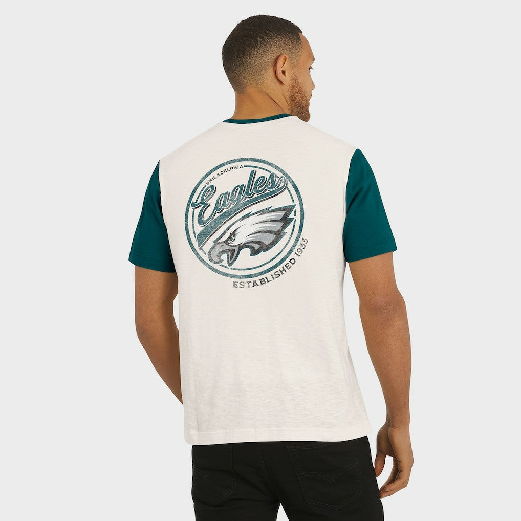 Fanatics Philadelphia Eagles Darius Rucker Collection Henley Colorblock Slub Pocket T-Shirt Cream
