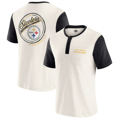 Fanatics Pittsburgh Steelers Darius Rucker Collection Henley Colorblock Slub Pocket T-Shirt Cream