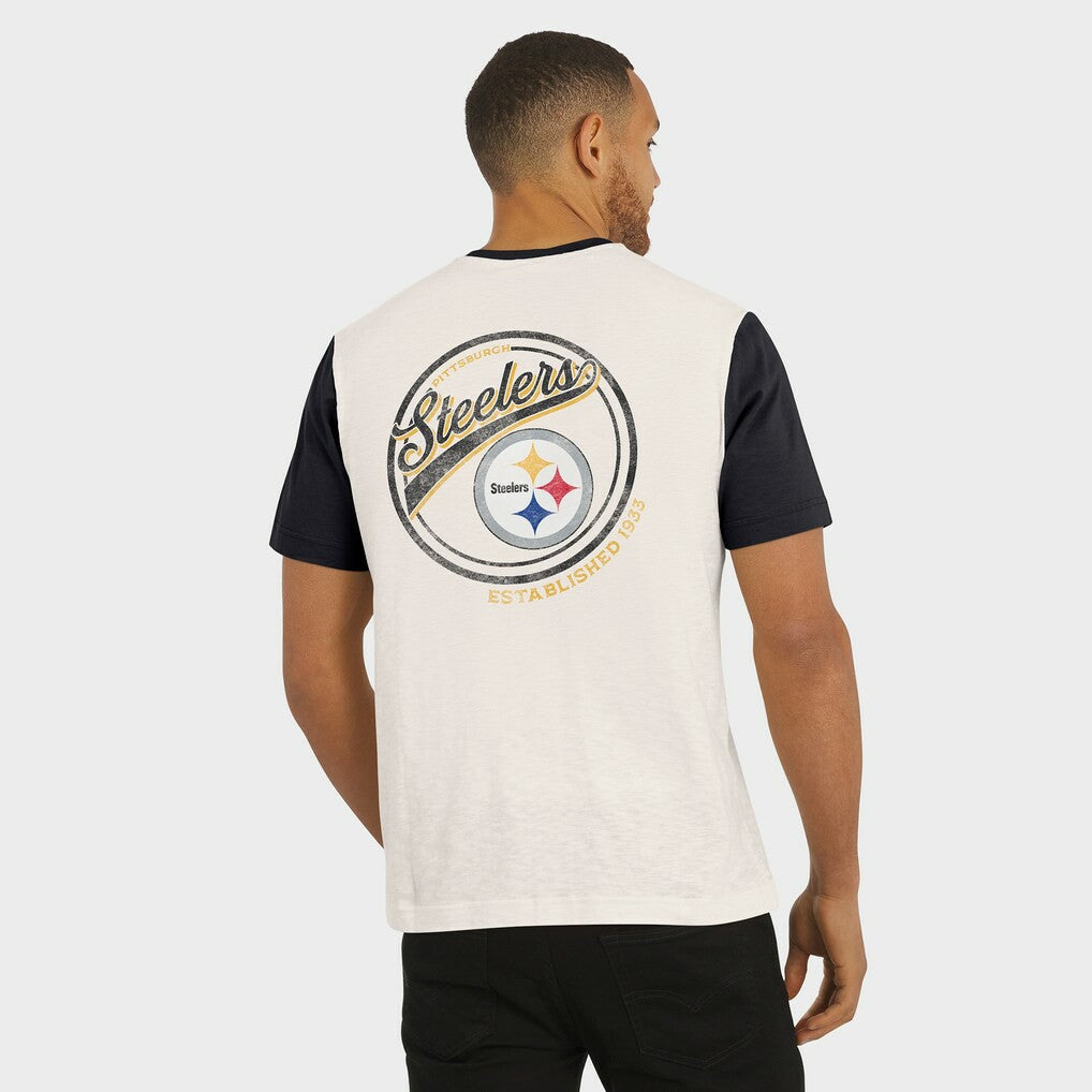 Fanatics Pittsburgh Steelers Darius Rucker Collection Henley Colorblock Slub Pocket T-Shirt Cream