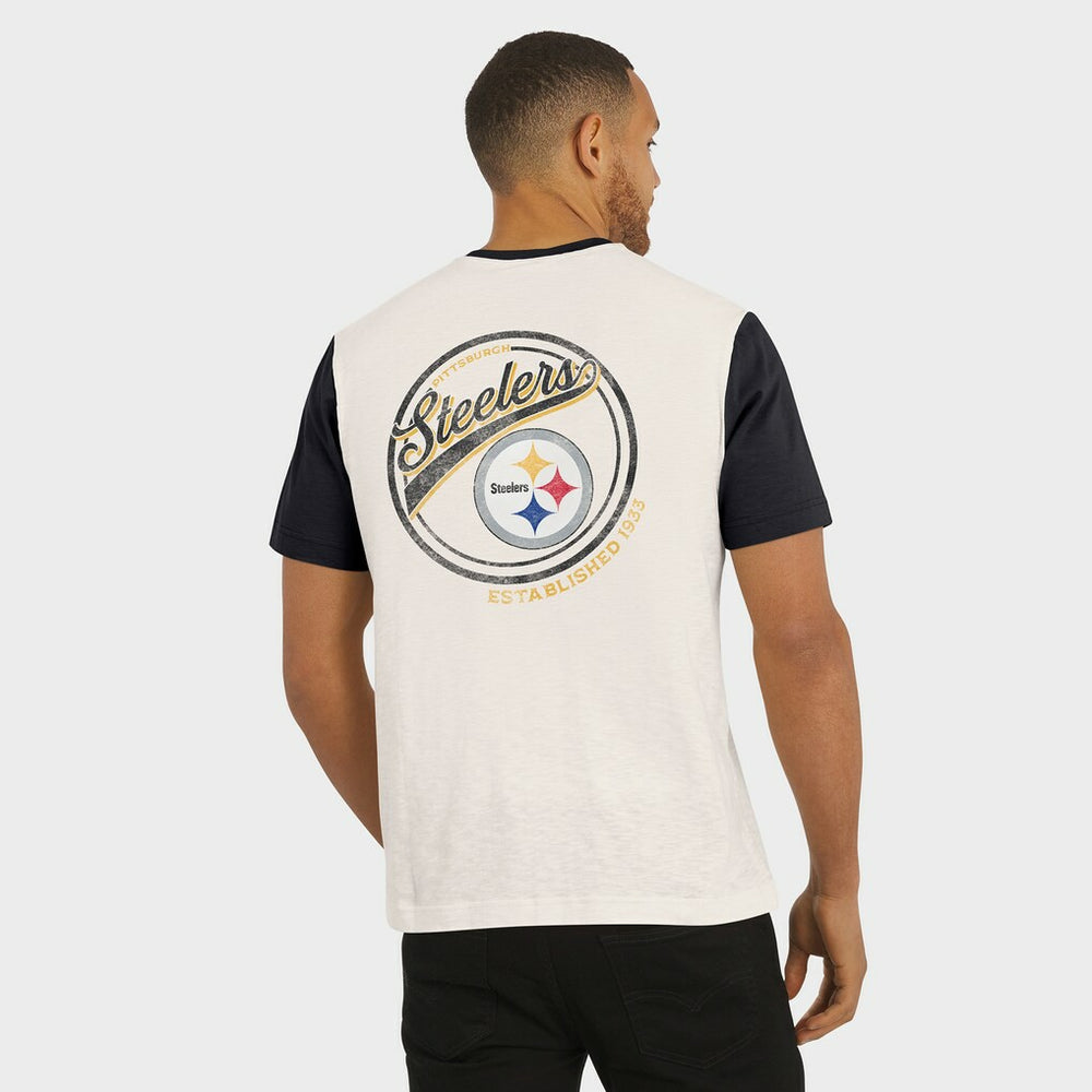 Fanatics Pittsburgh Steelers Darius Rucker Collection Henley Colorblock Slub Pocket T-Shirt Cream