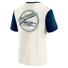 Fanatics Seattle Seahawks Darius Rucker Collection Henley Colorblock Slub Pocket T-Shirt Cream