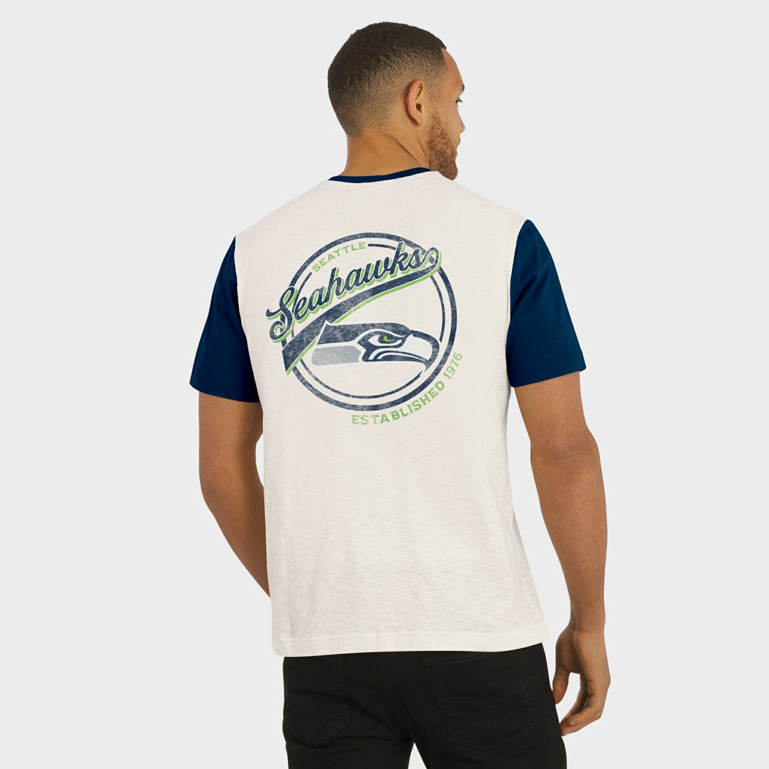 Fanatics Seattle Seahawks Darius Rucker Collection Henley Colorblock Slub Pocket T-Shirt Cream