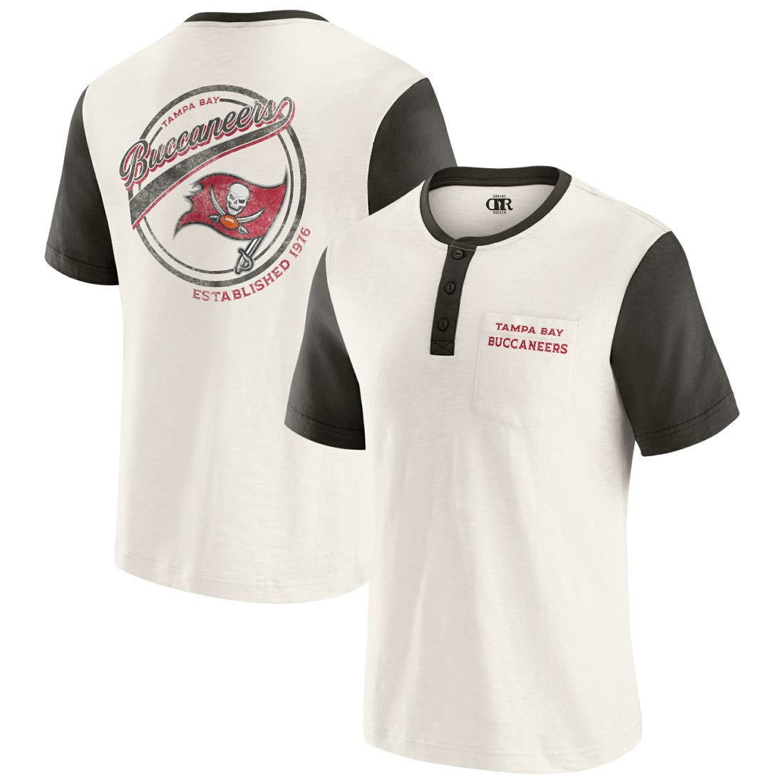 Fanatics Tampa Bay Buccaneers Darius Rucker Collection Henley Colorblock Slub Pocket T-Shirt Cream