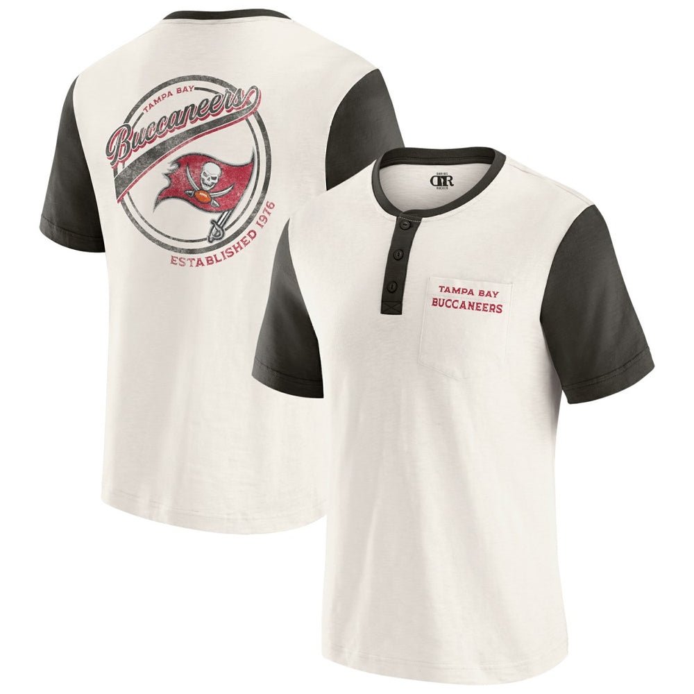 Fanatics Tampa Bay Buccaneers Darius Rucker Collection Henley Colorblock Slub Pocket T-Shirt Cream