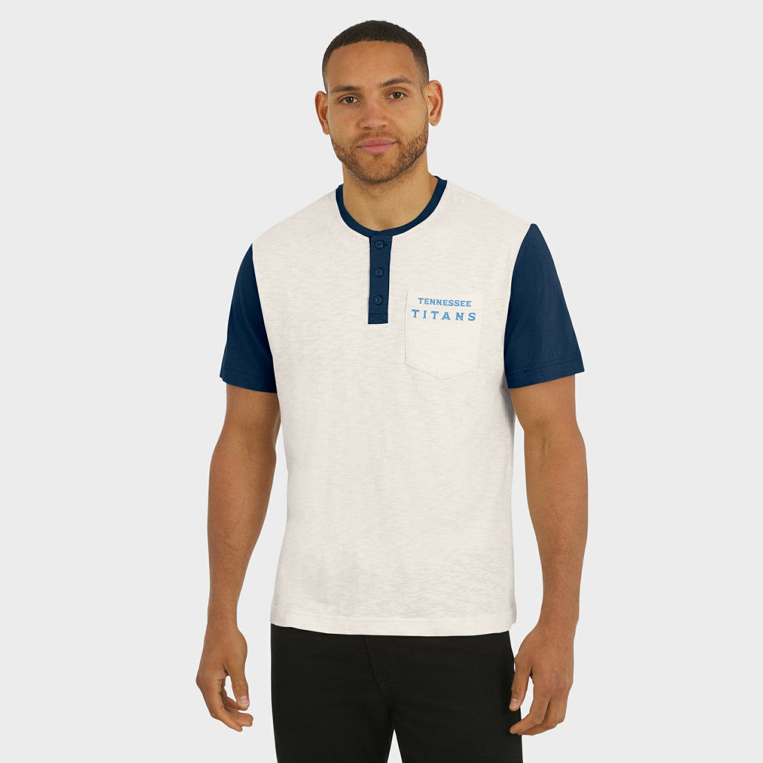 Fanatics Tennessee Titans Darius Rucker Collection Henley Colorblock Slub Pocket T-Shirt Cream