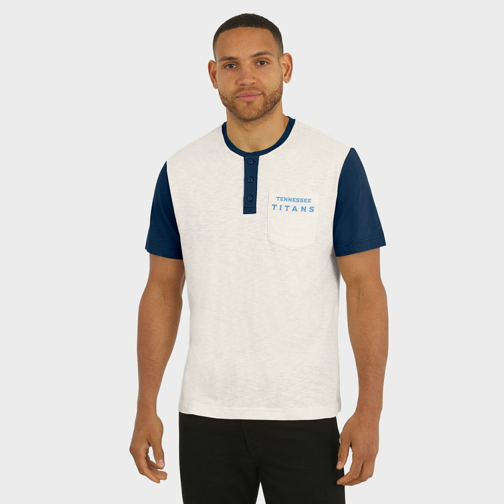 Fanatics Tennessee Titans Darius Rucker Collection Henley Colorblock Slub Pocket T-Shirt Cream