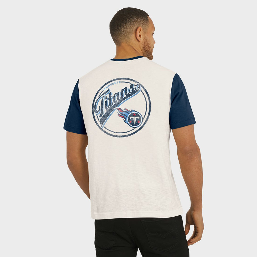 Fanatics Tennessee Titans Darius Rucker Collection Henley Colorblock Slub Pocket T-Shirt Cream