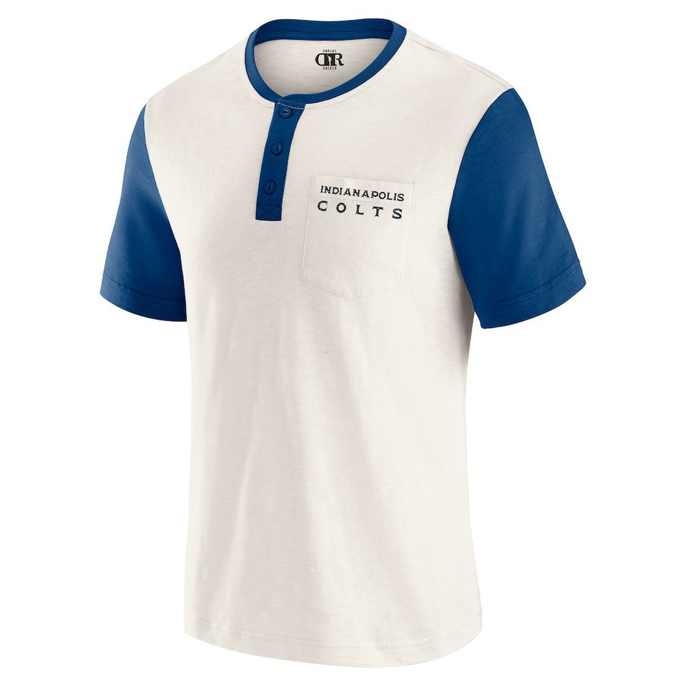 Fanatics Indianapolis Colts Darius Rucker Collection Henley Colorblock Slub Pocket T-Shirt Cream