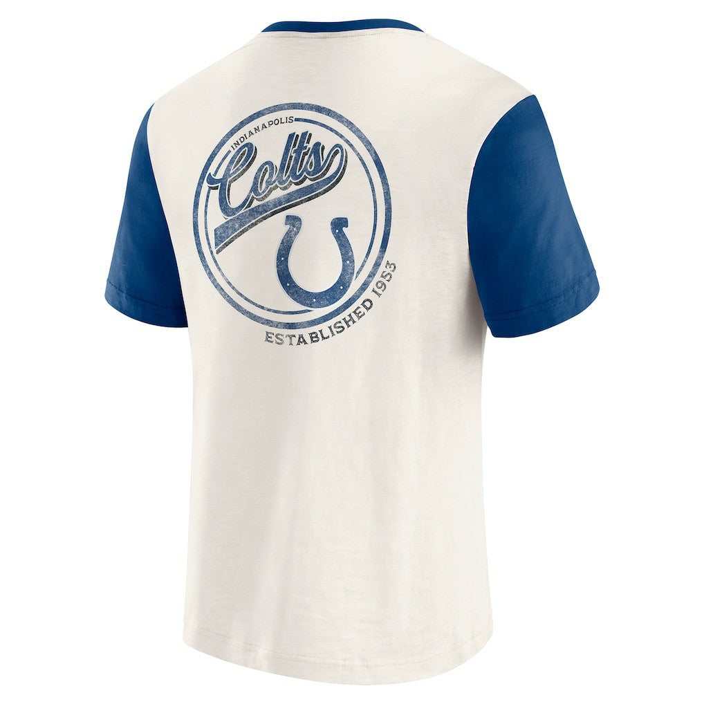 Fanatics Indianapolis Colts Darius Rucker Collection Henley Colorblock Slub Pocket T-Shirt Cream