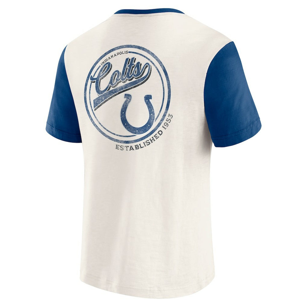 Fanatics Indianapolis Colts Darius Rucker Collection Henley Colorblock Slub Pocket T-Shirt Cream