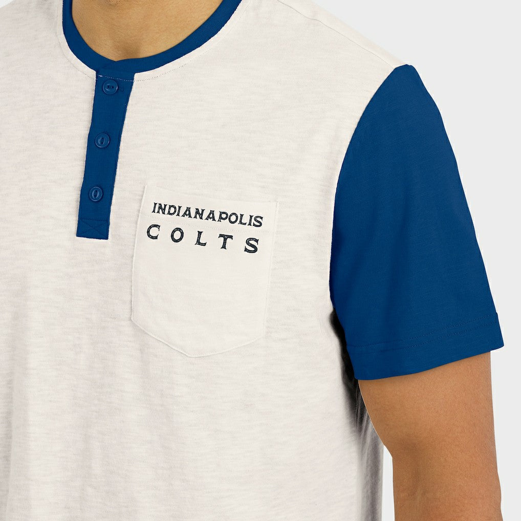 Fanatics Indianapolis Colts Darius Rucker Collection Henley Colorblock Slub Pocket T-Shirt Cream