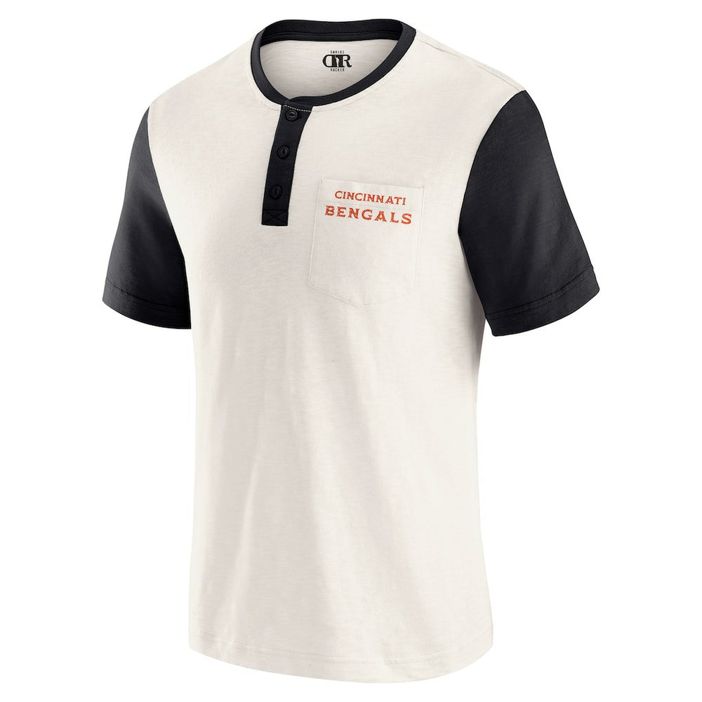Fanatics Cincinnati Bengals Darius Rucker Collection Henley Colorblock Slub Pocket T-Shirt Cream
