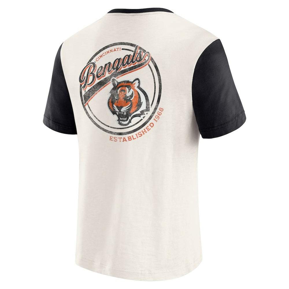 Fanatics Cincinnati Bengals Darius Rucker Collection Henley Colorblock Slub Pocket T-Shirt Cream