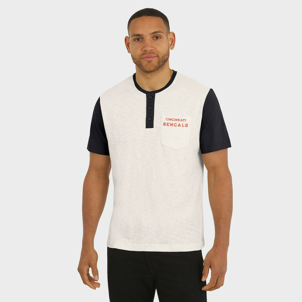 Fanatics Cincinnati Bengals Darius Rucker Collection Henley Colorblock Slub Pocket T-Shirt Cream