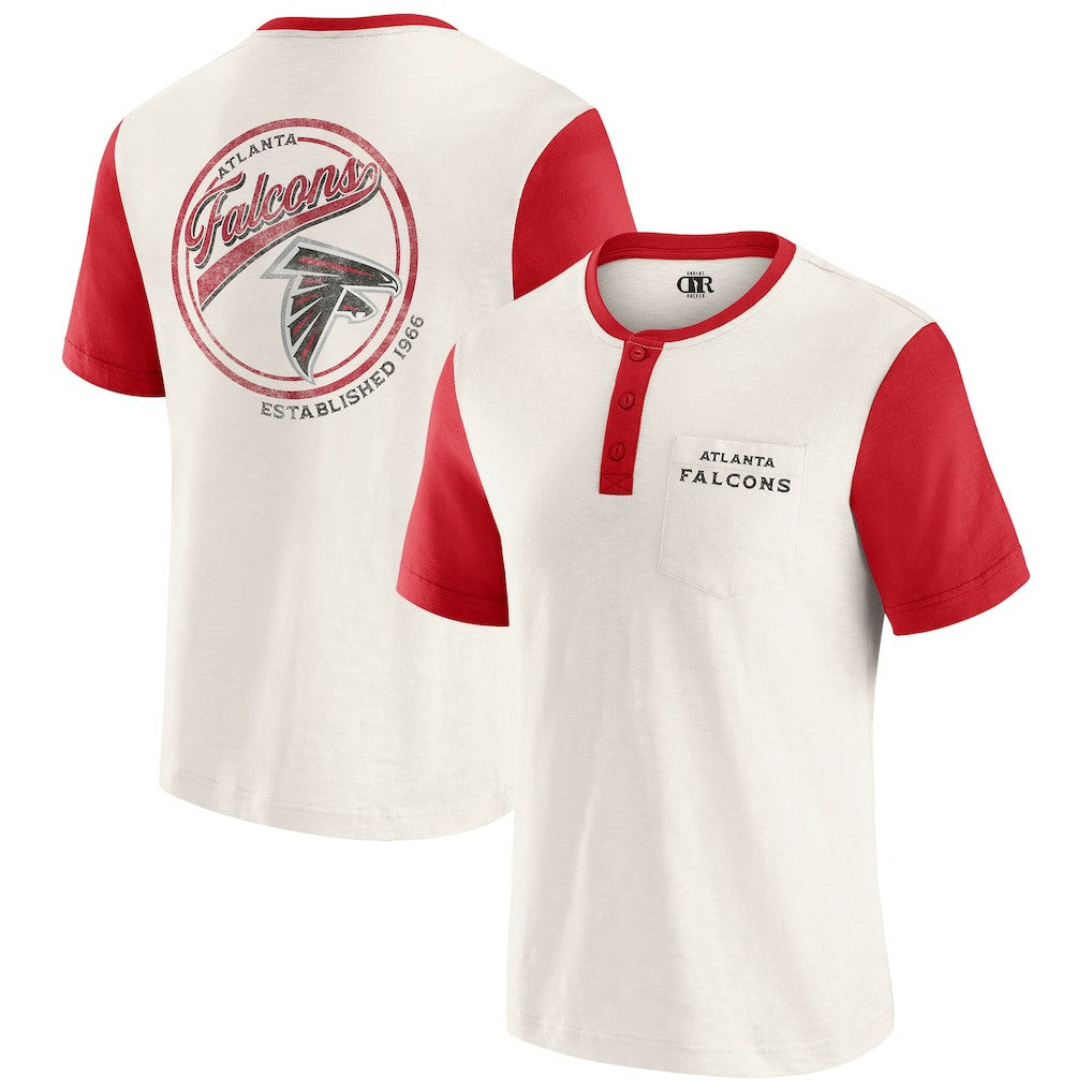 Fanatics Atlanta Falcons Darius Rucker Collection Henley Colorblock Slub Pocket T-Shirt Cream