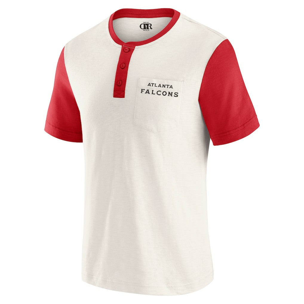 Fanatics Atlanta Falcons Darius Rucker Collection Henley Colorblock Slub Pocket T-Shirt Cream