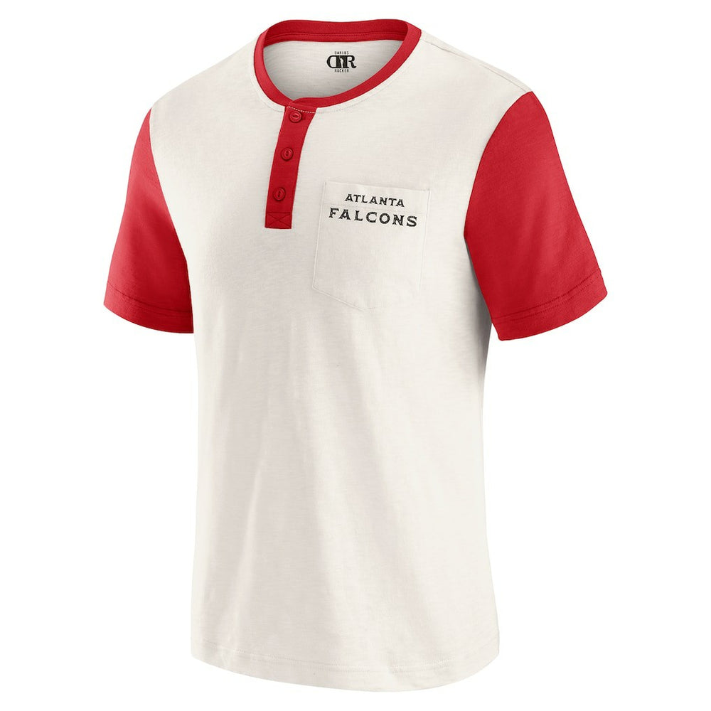 Fanatics Atlanta Falcons Darius Rucker Collection Henley Colorblock Slub Pocket T-Shirt Cream