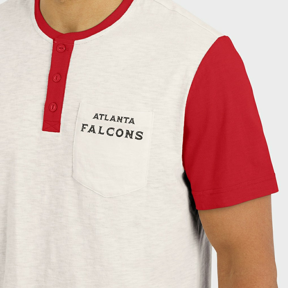 Fanatics Atlanta Falcons Darius Rucker Collection Henley Colorblock Slub Pocket T-Shirt Cream