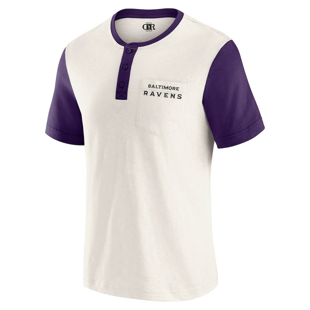 Fanatics Baltimore Ravens Darius Rucker Collection Henley Colorblock Slub Pocket T-Shirt Cream