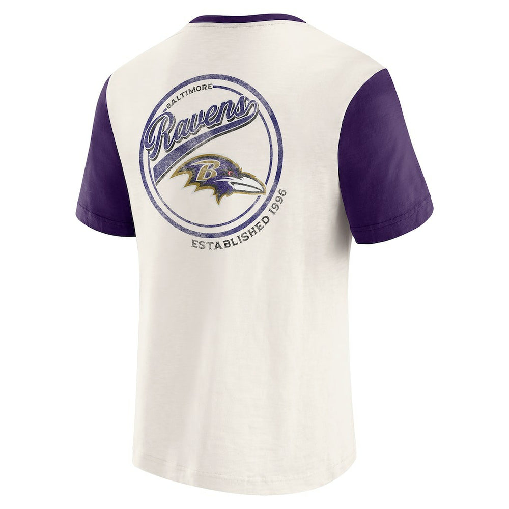 Fanatics Baltimore Ravens Darius Rucker Collection Henley Colorblock Slub Pocket T-Shirt Cream