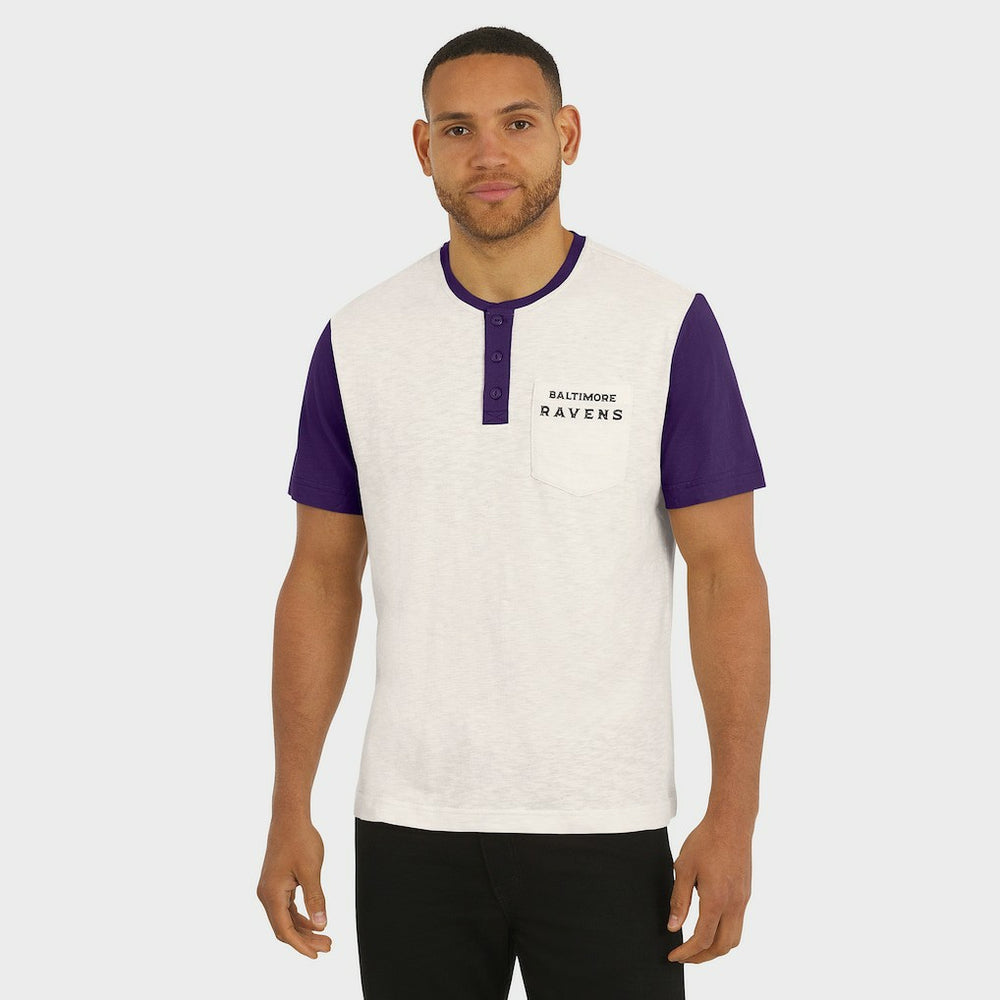 Fanatics Baltimore Ravens Darius Rucker Collection Henley Colorblock Slub Pocket T-Shirt Cream