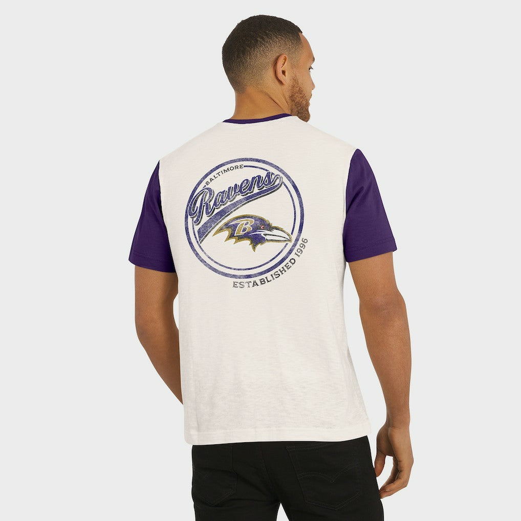 Fanatics Baltimore Ravens Darius Rucker Collection Henley Colorblock Slub Pocket T-Shirt Cream