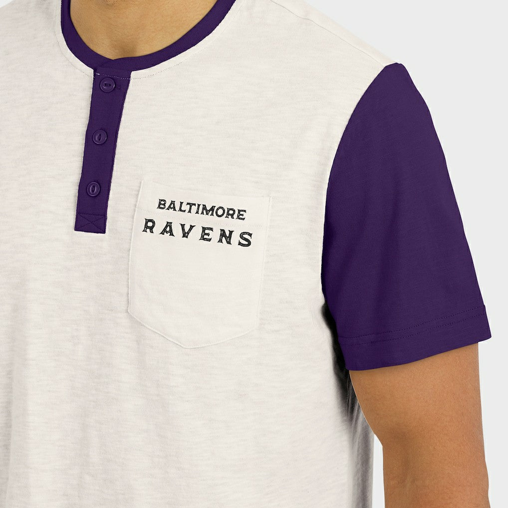Fanatics Baltimore Ravens Darius Rucker Collection Henley Colorblock Slub Pocket T-Shirt Cream