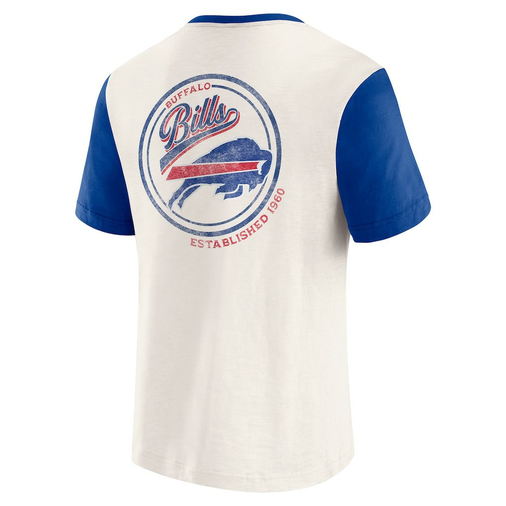 Fanatics Buffalo Bills Darius Rucker Collection Henley Colorblock Slub Pocket T-Shirt Cream