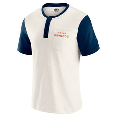 Fanatics Denver Broncos Darius Rucker Collection Henley Colorblock Slub Pocket T-Shirt Cream