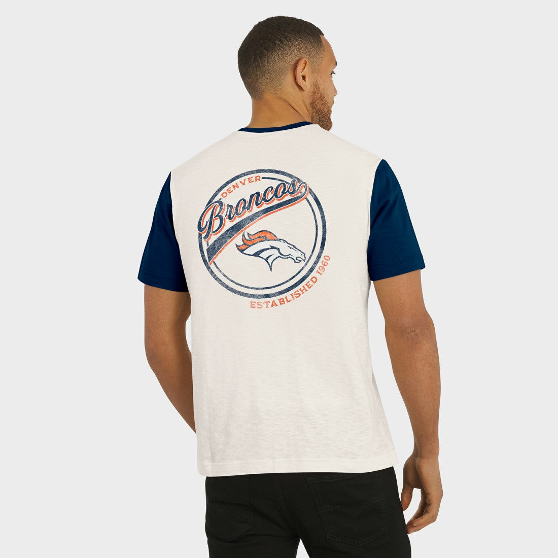 Fanatics Denver Broncos Darius Rucker Collection Henley Colorblock Slub Pocket T-Shirt Cream