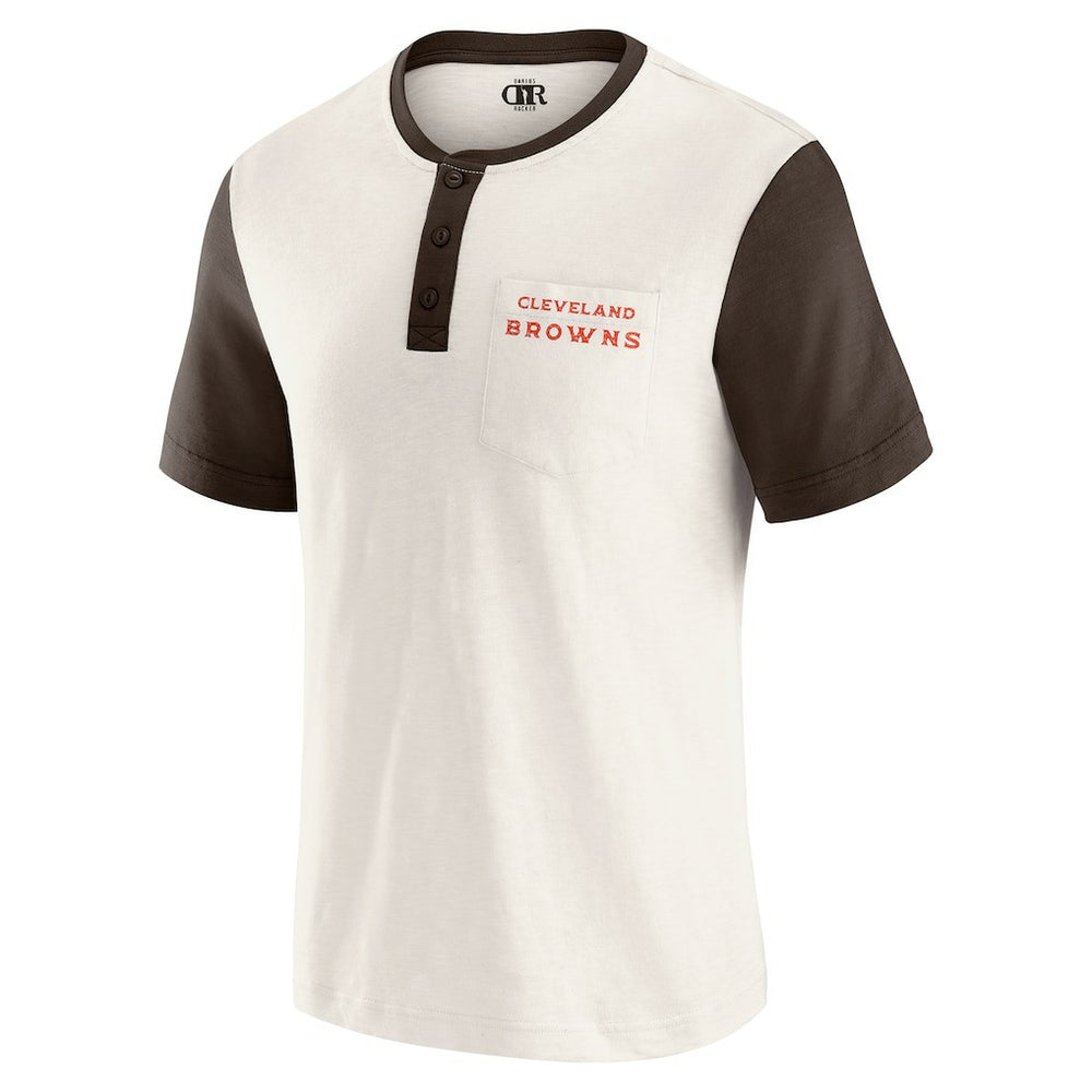 Fanatics Cleveland Browns Darius Rucker Collection Henley Colorblock Slub Pocket T-Shirt Cream