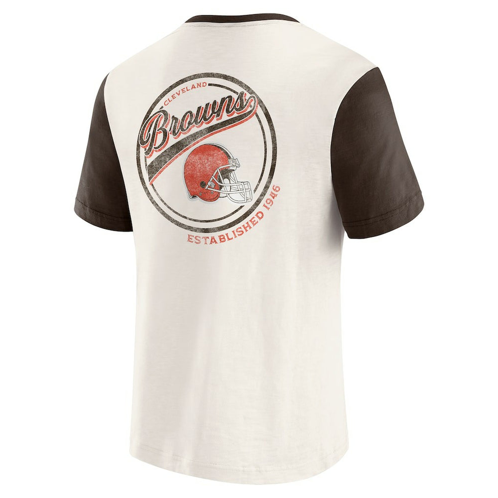 Fanatics Cleveland Browns Darius Rucker Collection Henley Colorblock Slub Pocket T-Shirt Cream