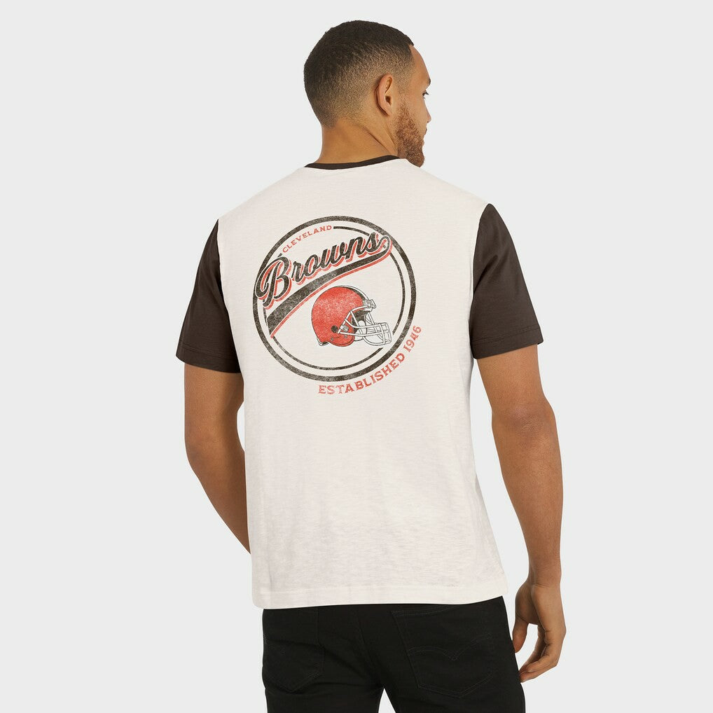Fanatics Cleveland Browns Darius Rucker Collection Henley Colorblock Slub Pocket T-Shirt Cream