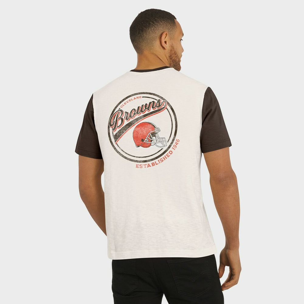 Fanatics Cleveland Browns Darius Rucker Collection Henley Colorblock Slub Pocket T-Shirt Cream