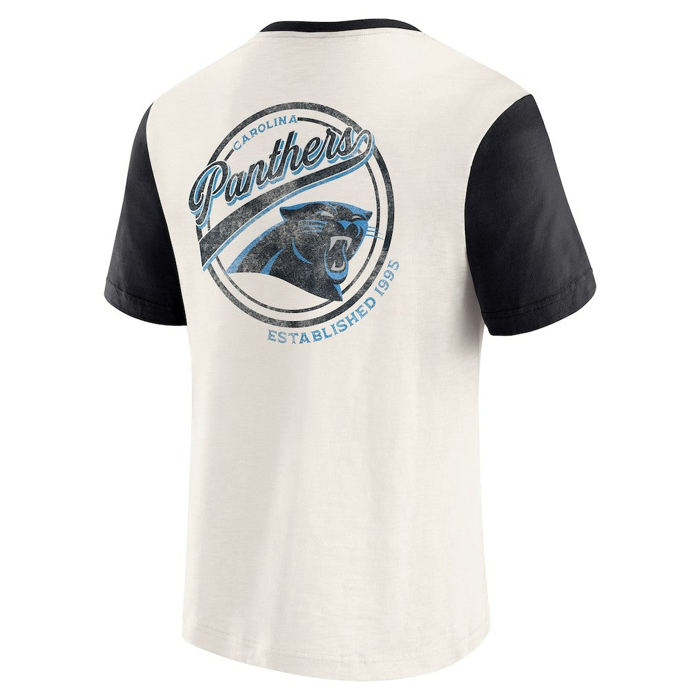 Fanatics Carolina Panthers Darius Rucker Collection Henley Colorblock Slub Pocket T-Shirt Cream