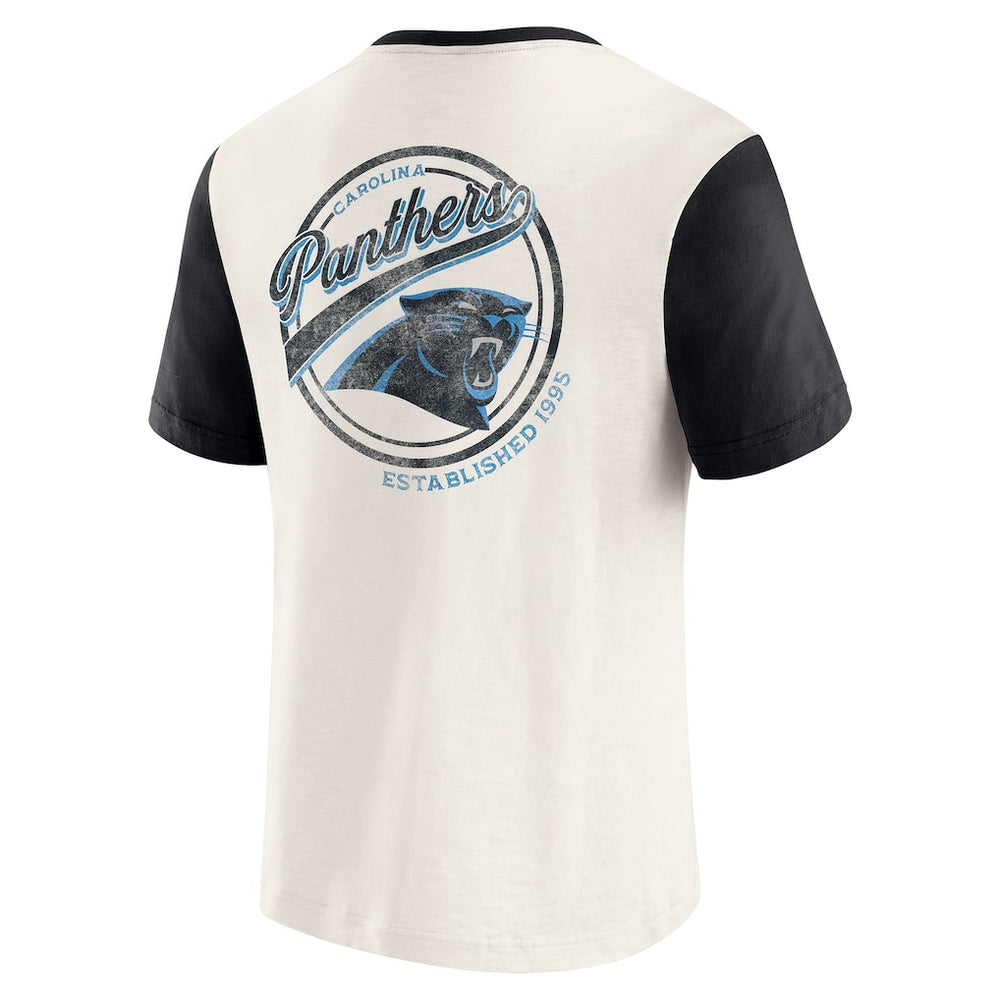 Fanatics Carolina Panthers Darius Rucker Collection Henley Colorblock Slub Pocket T-Shirt Cream