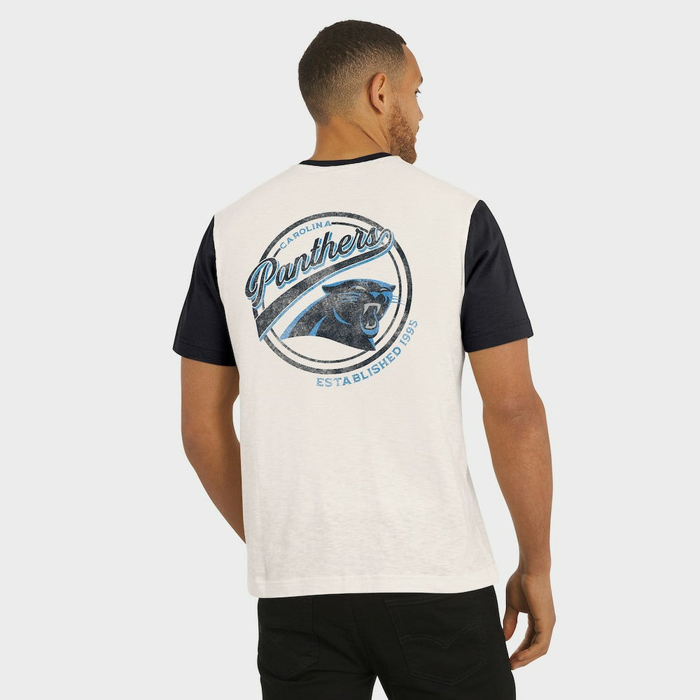 Fanatics Carolina Panthers Darius Rucker Collection Henley Colorblock Slub Pocket T-Shirt Cream